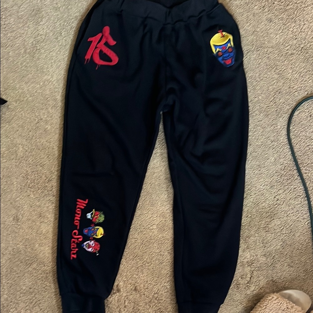 Black Sweatpants with Vibrant Graphic Accents
